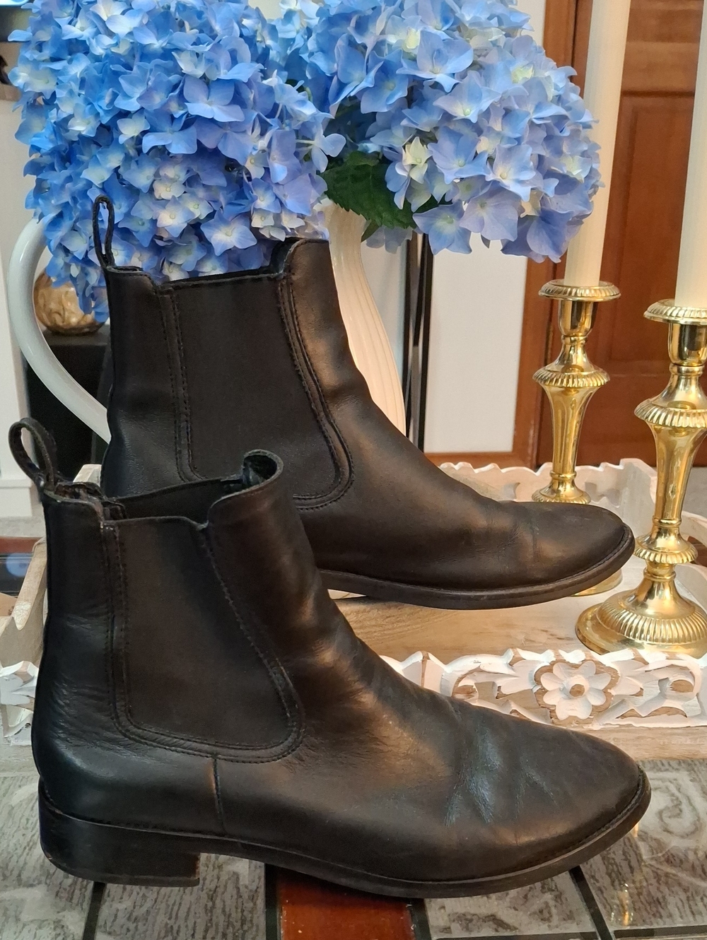 Thursday Boot Company Veronica Black Leather Chelsea Boots Size 10